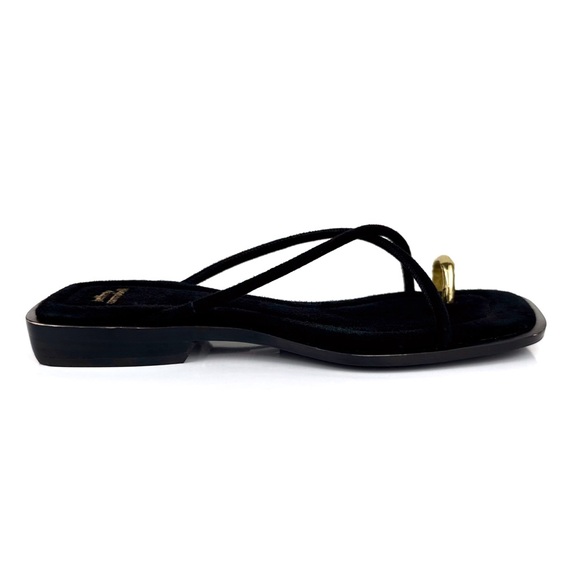 Jeffrey Campbell Women's Islander Suede Ring Toe Slide Sandals Black Size 5.5 - Picture 3 of 9